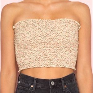 Brandy Melville Yellow Floral Cleo Tube Top